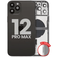 Baksida med smådelar för iPhone 12 Pro Max (amerikansk version) (begagnad OEM-dragning: Grade C) (grafit) svart