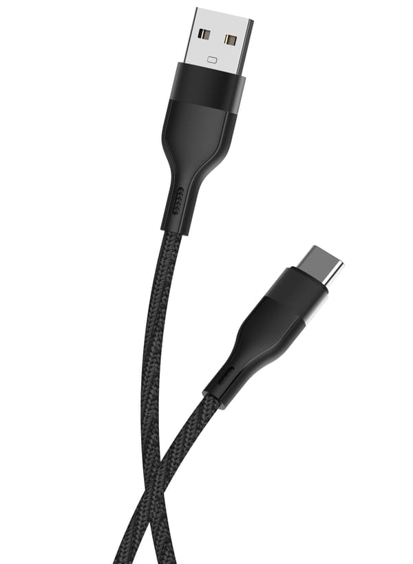 Maxlife MXUC-07 kabel USB - USB-C 1,0 m 3A svart nylon svart