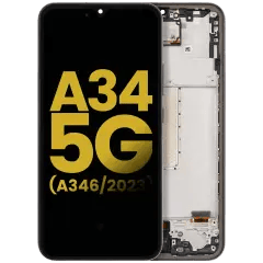OLED-enhet med ram för Samsung Galaxy A34 5G (A346 / 2023) (renoverad) (grafit)