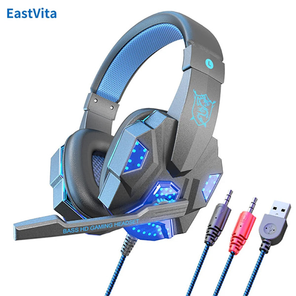 Spelheadset för dator/PS4 blå blå