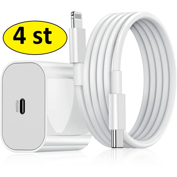4 st snabbladdare för iphone11/12/13/14 med  2 m kabel