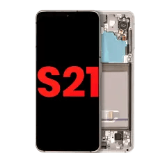 OLED-enhet med ram för Samsung Galaxy S21 5G (Eftermarknad Plus) (Phantom White)