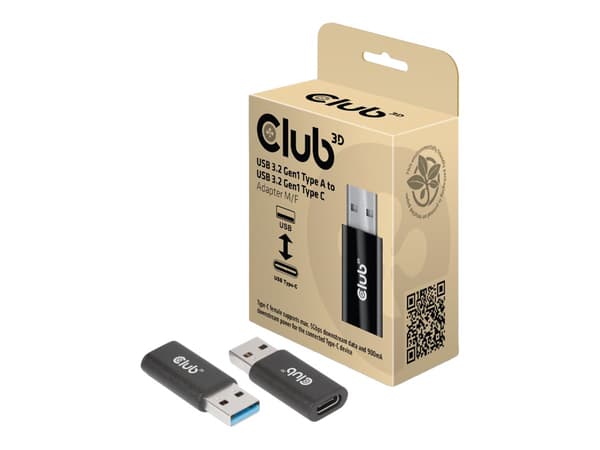 Club 3D CAC-1525 USB-A till USB-C adapter svart