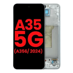 OLED-enhet med ram för Samsung Galaxy A35 5G (A356 / 2024) (Eftermarknad Plus) (Isblå) blå