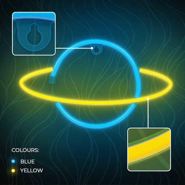 Neon LED-lampa SATURN gul blå Fladdermus + USB FLNE11 Forever Light
