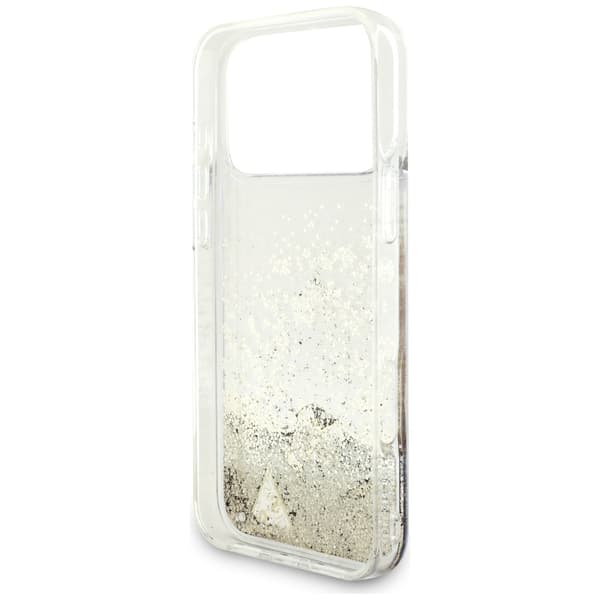 Guess Liq Glitter 4 Charms fodral för iPhone 17 Pro Max guld gul