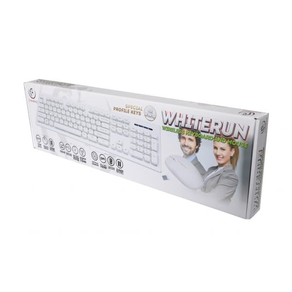Rebeltec trådlöst set: tangentbord + mus vit WHITERUN vit