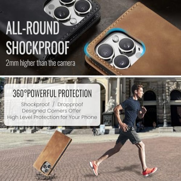 CaseMe 0013 Læder Wallet Case til iPhone 16 pro max brun brown