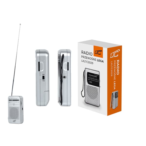 LTC bärbar fickradio LEGA, AM / FM, minijack, silver silver