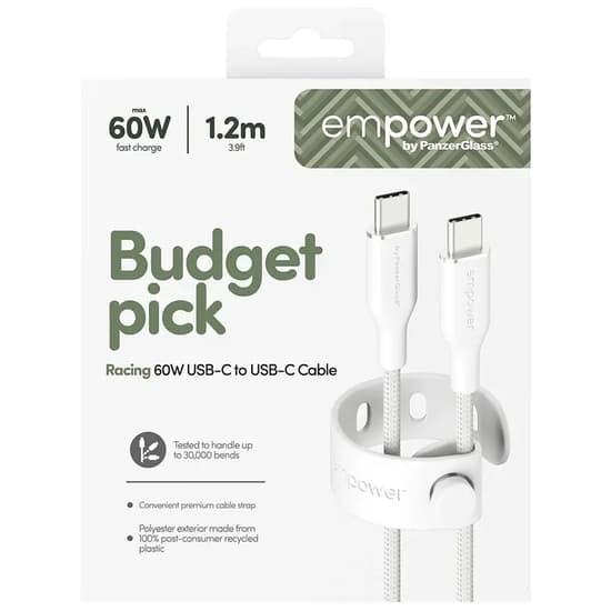 empower by PanzerGlass Racing USB-C to USB-C 1.2m vit