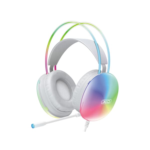 XO trådbundna hörlurar GE11 jack 3,5mm - USB-A vit RGB mikrofon