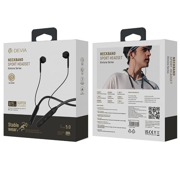 Devia Bluetooth hörlurar Kintone Neck svart svart