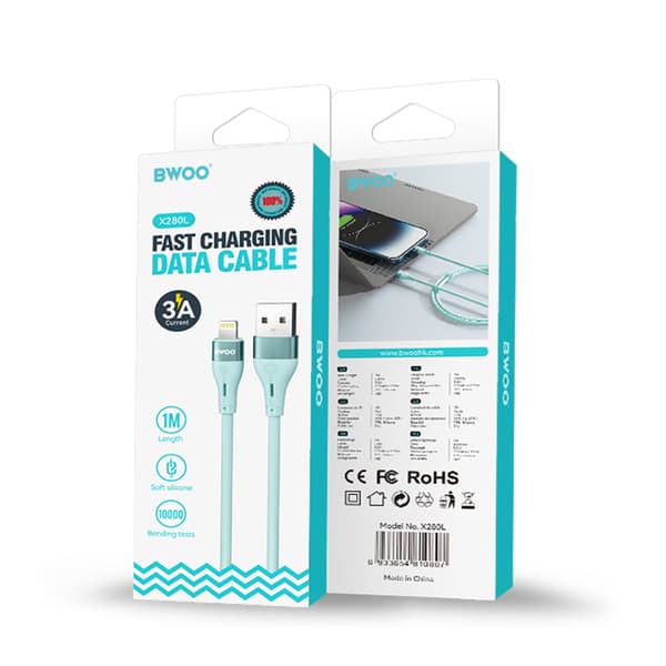 BWOO Kabel USB - Lightning 1m 3A Minimalistisk Silikon Vit X280L