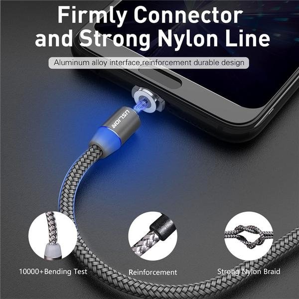 2 m  magnet laddare för USB-C|svart