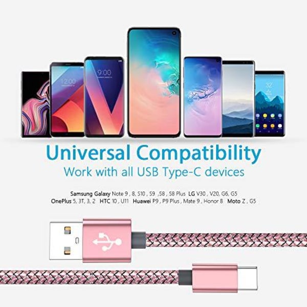 3 st hög kvalitet 2 m  usb-c|ljusblå