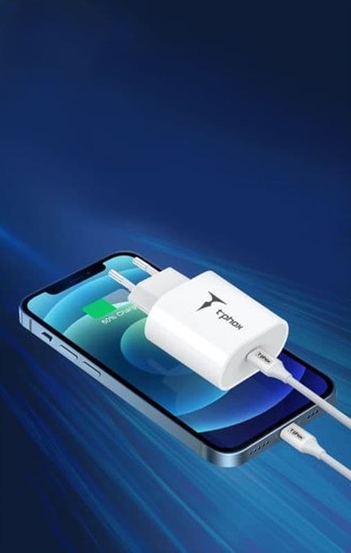 VÄGGLADDARE T-PHOX ISPEED 20W USB-C/LIGHTNING-KABEL VIT