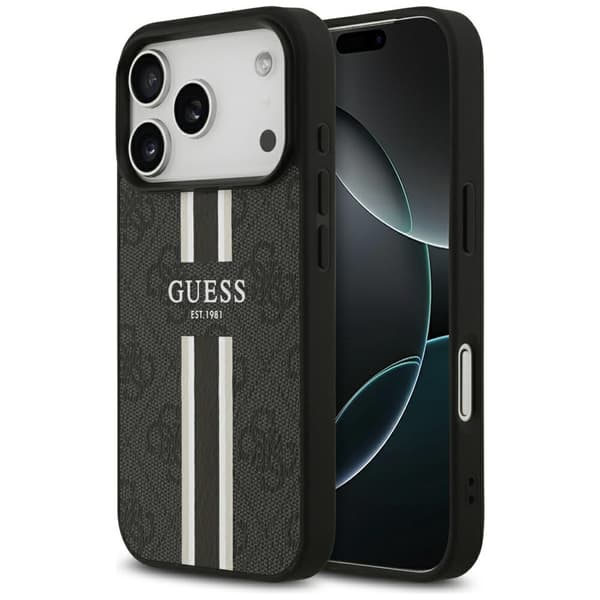 Guess 4G Printed Stripes MagSafe-fodral för iPhone 17 Pro svart