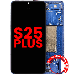 OLED-enhet med ram för Samsung Galaxy S25 Plus 5G (amerikansk och internationell version) (Eftermarknad Plus) (Marinblå) blå