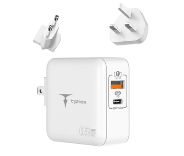 VÄGGLADDARE T-PHOX MEGA T-PP09 GAN PD 65W USB / USB-C vit vit