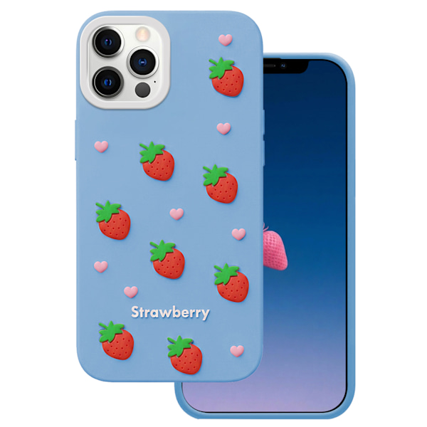 Strawberry Case for iPhone 12 / 12 Pro 6.1\" Blue