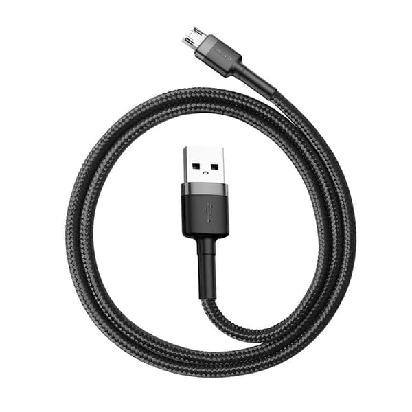 Baseus USB-A to Micro-USB Cable 0.5m 2.4A - Black, Durable Nylon Braid