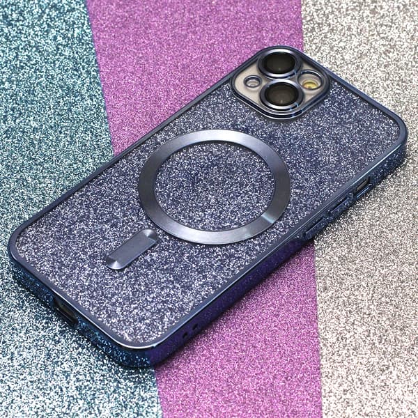 Glitter Chrome Mag-skal till iPhone 15 Plus 6,7\" blå