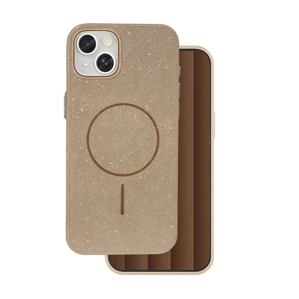 Glitter Tunt Mag-skal för iPhone 14 6,1\" brun