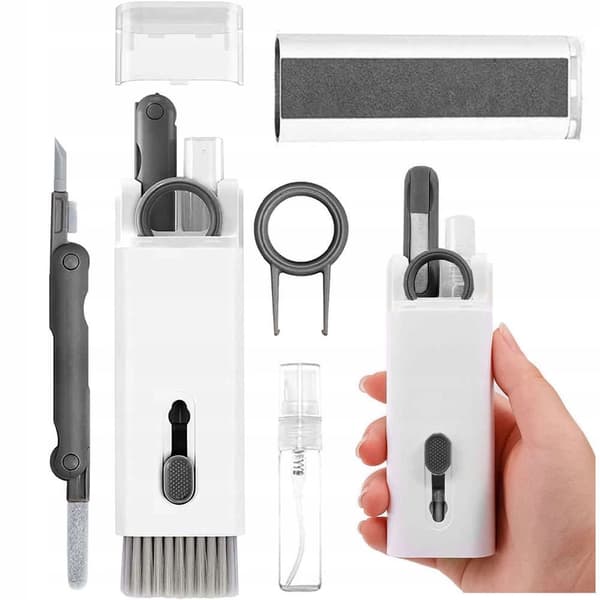 Multifunctional 7in1 cleaning set för headphones and keyboard - gray