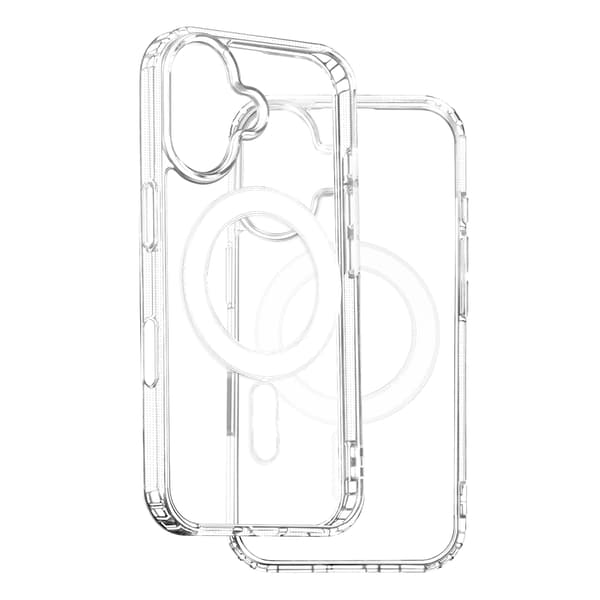 Anti Shock 1,5 mm Mag skal för iPhone 16 transparent stort hål + knapp