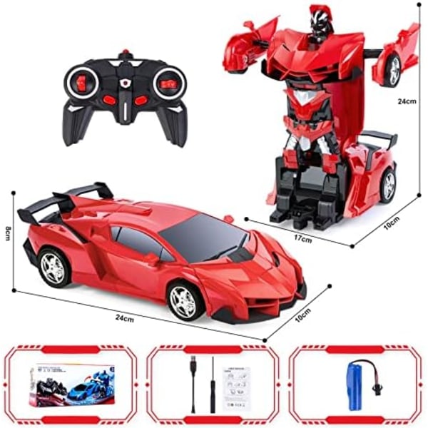 1:18 24 CM RC bil 2 i 1 Transformer Robot bil gul gul