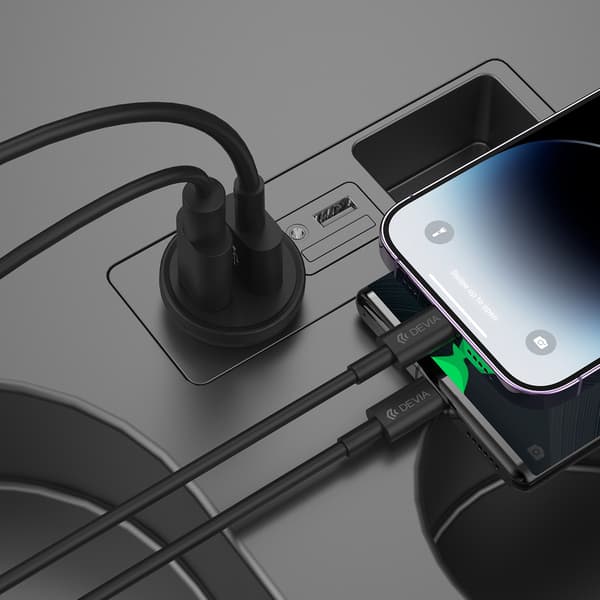 Devia billaddare Smart Mini PD QC 3 0 30W 1x USB 1x USB-C vit vit