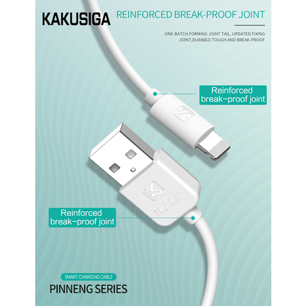 2 st super kvalitet 1m iphone laddarekabel vit