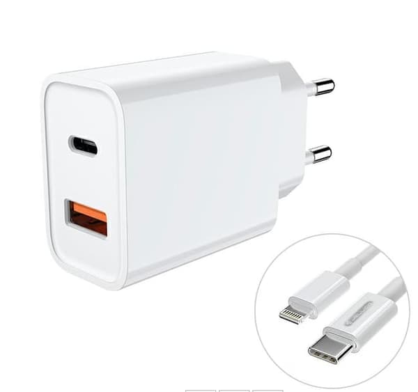 20W iPhone dubbel USB laddare med1 m kabel