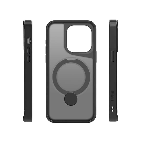 Etteri Matt Mag Ring-fodral för iPhone 15 Pro max svart