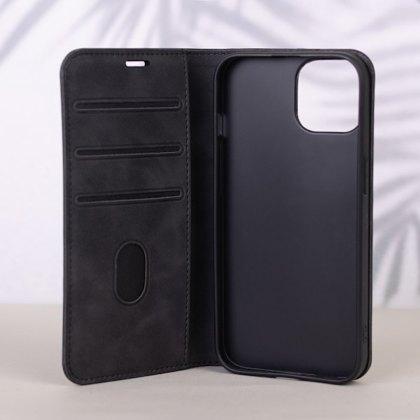 IPhone 16 plus Plånboksfodral Smart Suede - Svart svart