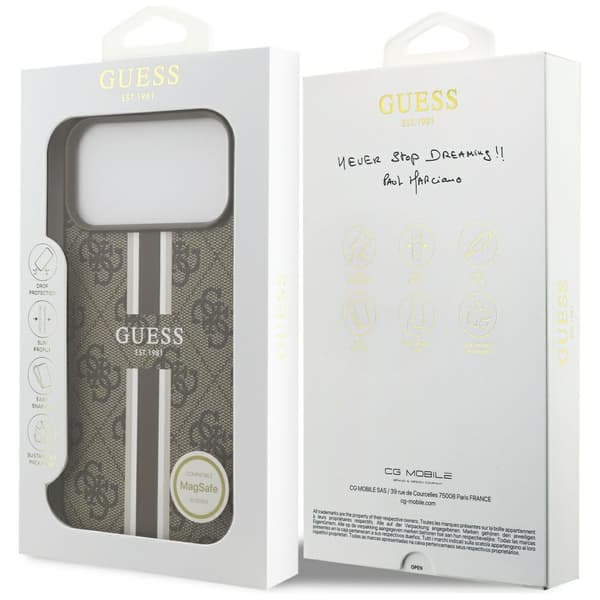 Guess 4G Printed Stripes MagSafe-skal för iPhone 17 Pro Max brun
