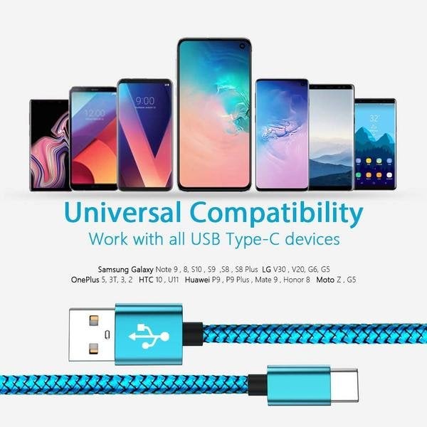2 st 2m USB-C färgade kabel