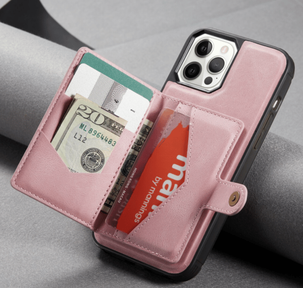 JEEHOOD 3i1vikbar plånboksfodral till iphone 13 |rosa rosa