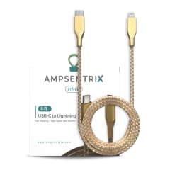 USB Typ C till Lightning-kabel (ej MFI) (1,8 m) (AmpSentrix Infinity) (Guld) guld