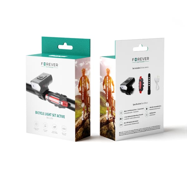 Cykelbelysningsset Active BLG-200 Forever Outdoor vit