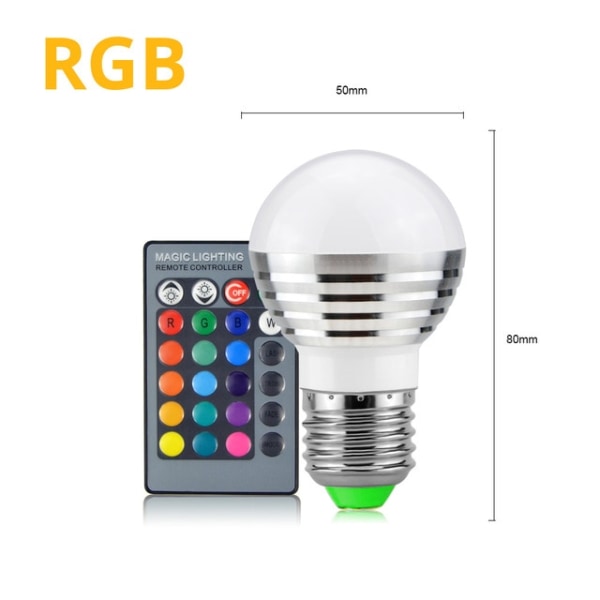 2 st E14 RGB LED-lampa 16 Färg flerfärgad