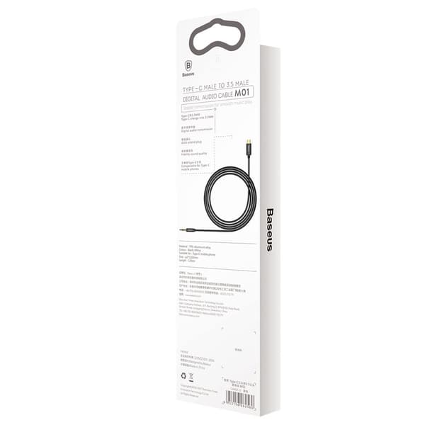 Baseus ljudkabel Yiven M01 USB-C - jack 3,5 mm 1,2 m svart