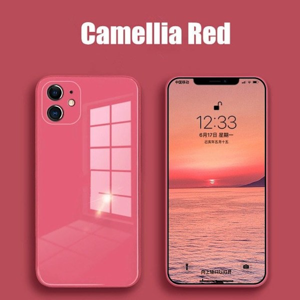glasfodral för iphone 12 röd röd