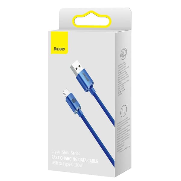 Baseus kabel Crystal Shine USB - USB-C 2,0 m 100W blå blå