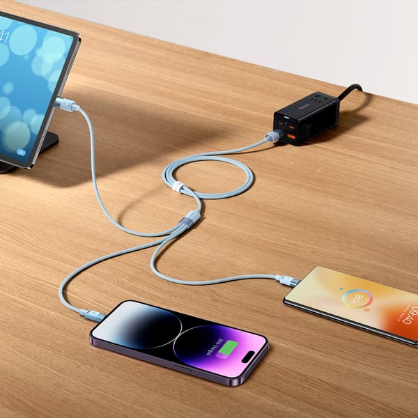 Baseus kabel 3i1 StarSpeed USB - micro USB + Lightning + USB-C 1,2m 3,5A svart svart