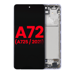 OLED-enhet med ram för Samsung A72 (A725 / 2021) (6.67\") (Eftermarknad Plus) (Awesome Violet) lila