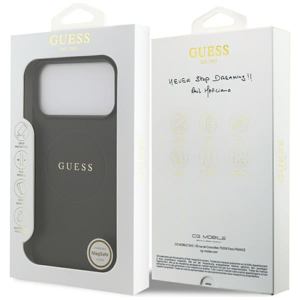 Guess Grained Ring MagSafe-fodral för iPhone 17 Pro Max svart