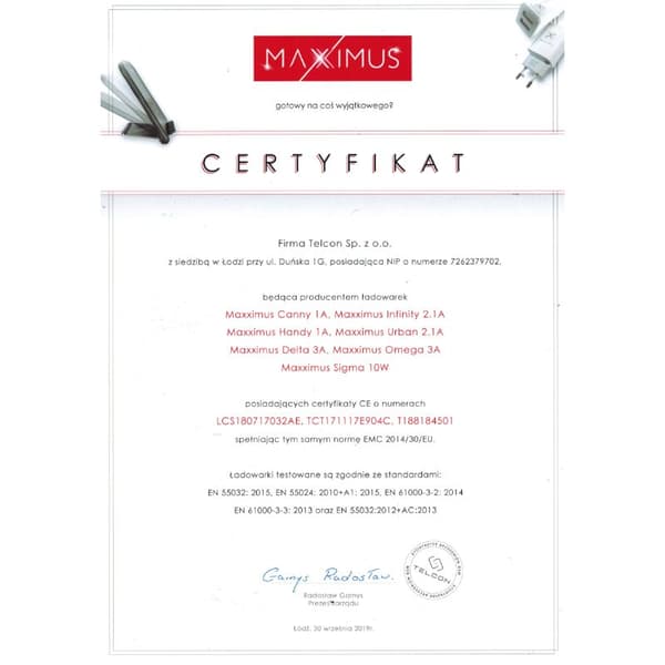 VÄGGLADDARE MAXXIMUS URBAN 2 1A LIGHTNING 2xUSB