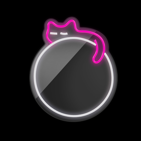 Neon SPEGEL LED SOVANDE KATT vit rosa FMNE03 Forever Light