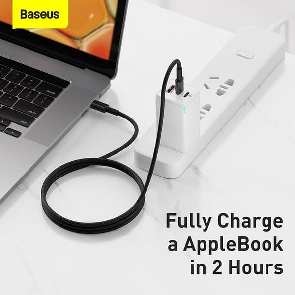 USB-C till USB-C-kabel 100W PD - MERSKYDD Snabbladdning, Flätad, 1m